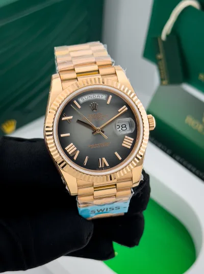 Super Clone Rolex Day-Date 40 Slate Ombre Dial Everose Gold Watch